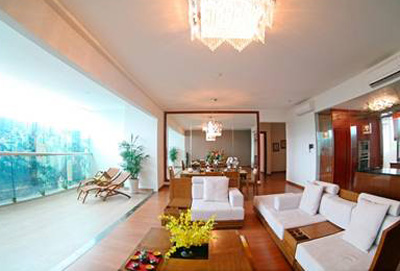 Phòng khách – căn hộ mẫu loại A 210 m2.